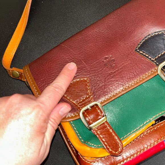 Al Prodotto Italiano Florence Italian Leather Multi-patchwork Crossbody Bag - Picture 5 of 7